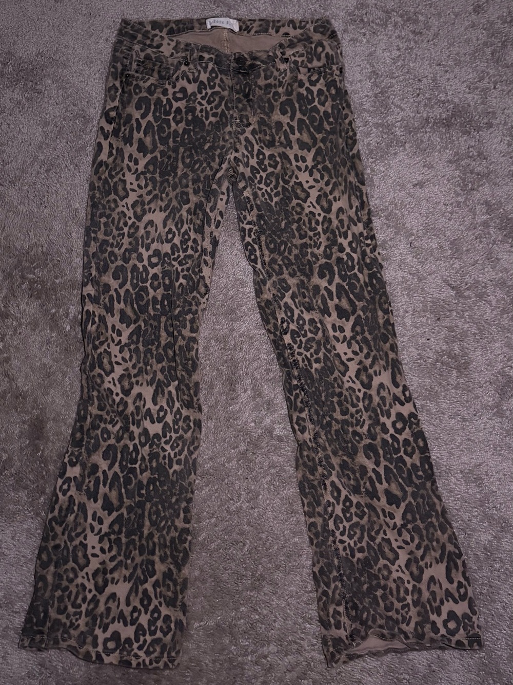 Charlotte Russe Leopard Print Straight Leg Jeans in Tan and Black